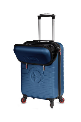 valise cabine aerial 55cm rigide avec poche extérieure pour ordinateur 4 roues pour ryanair easyjet bleue